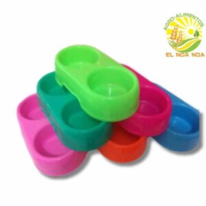 PLATO PARA MASCOTA COMEDERO DOBLE  VARIOS COLORES