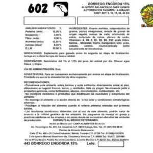 BORREGO ENGORDA 15 % 40 KG