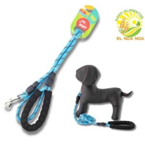 CORREA  PARA PERRO USO RUDO COLOR AZUL CEDA TRENSADA CON REFLEJANTE DE 1.50 MT MR. WUFF