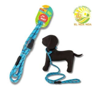 CORREA PARA PERRO DE COLLAR AJUSTABLE AZUL 1.4MT DE LARGO WUFF