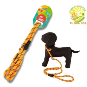 CORREA PARA PERRO DE COLLAR AJUSTABLE NARANJA 1.4 MT DE LARGO WUF