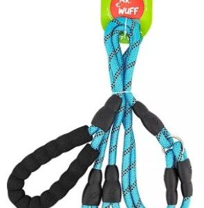 CORREA  PARA PERRO USO RUDO COLOR AZUL CEDA TRENSADA CON REFLEJANTE DE 1.25 MT MR. WUF