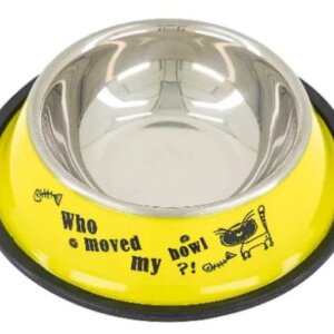 PLATO PARA PERRO DE ACERO INOXIDABLE DE  COLOR 9 ONZAS AMARILLO