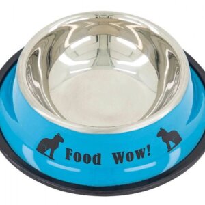 PLATO PARA PERRO  DE ACERO INOXIDABLE DE COLOR 6  ONZAS AZUL