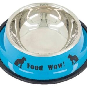 PLATO PARA PERRO  DE ACERO INOXIDABLE DE COLOR 9  ONZAS AZUL