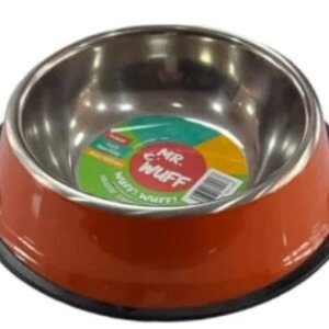 COMEDERO ACERO INOXIDABLE NARANJA ESTAMPADO