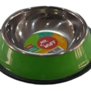 COMEDERO PARA PERRO ACERO INOXIDABLE COLOR VERDE ESTAMPADO 8 ONZAS