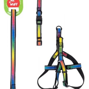 PACK CORREA CON PECHERA Y COLLAR  MULTICOLOR TALLA CH MR. WUFF