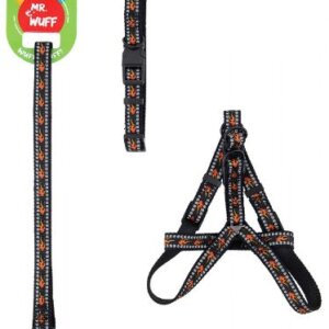 PACK CORREA CON PECHERA  Y COLLAR 3 EN 1 NARANJA TALLA G MR. WUFF