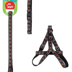 PACK CORREA CON PECHERA Y COLLAR 3 EN 1 TALLA CHICA NARANJA MR. WUFF