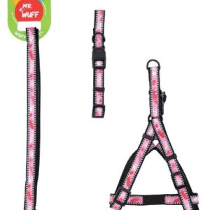PACK CORREA CON PECHERA Y COLLAR 3 EN 1 TALLA CH ROSADA MR WUFF