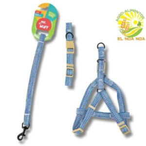 PACK CORREA  COLLAR PECHERA AZUL GRANDE