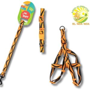 PACK CORREA COLLAR Y PECHERA NARANJA GRANDE