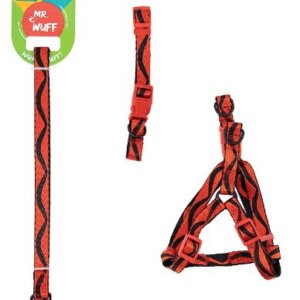 PACK CORREA  COLLAR PECHERA ROJO CHICO, MR.WUUF