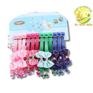 COLLAR MOÑO CASCABEL  GATO COLORES SURTIDOS *PET COLLARS*