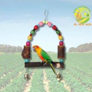 COLUMPIO PARA AVES DE MADERA MULTICOLOR CON CAMPANA ML