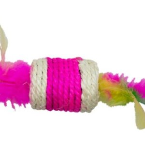 JUGUETE PARA GATO CILINDRO CON PLUMAS 5CMS LOMAS