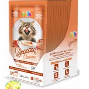 YUMMY CREAMY SALMON PREMIO PARA GATO SABOR  X TUBO DE 14GRS FANCY PETS