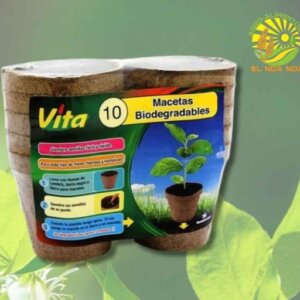 MACETA REDONDA BIODEGRADABLE MARCA VITA MEDIDA 3 X 3 PULGADAS PAQUETE DE 10 PZAS