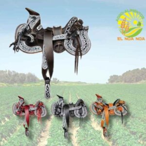 MONTURA PIEL NAVAJEADA COLA DE PATO CON ASIENTO ORTOPEDICO FORRADA COMPLETA  FUSTE 15 GR