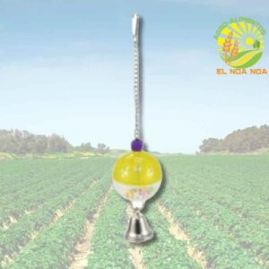 PELOTA PLASTICA CON CADENA COLGANTE Y SONAJA TRICOLOR PARA AVES ML