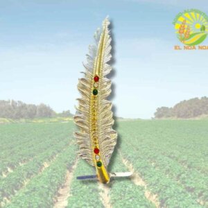 PLUMA METALICA PLATA/ORO PIEDRA TRICOLOR ACCESORIO PARA SOMBRERO TOMBSTONE