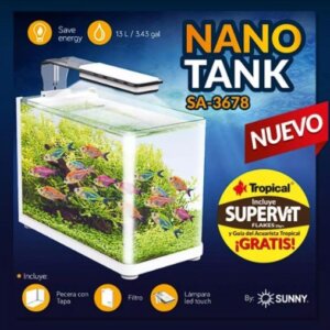 NANO TANK PECERA SUNNY MEDIDA 35.40 X 18.40 X 26 CMS EQUIPADA