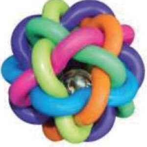 PELOTA TRENZADA COLORES  2.5´ DOGGY C/ CASCABEL SET C/2 PZAS  IMPORTADO