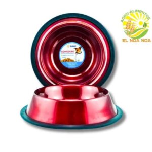 COMEDERO ACERO INOXIDABLE 8OZ ROJO SUNNY