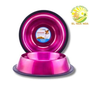 COMEDERO ACERO INOXIDABLE 8OZ ROSADO SUNNY