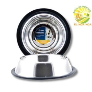 COMEDERO ACERO INOX. 24 OZ ANTIDERRAPANTE PLATA