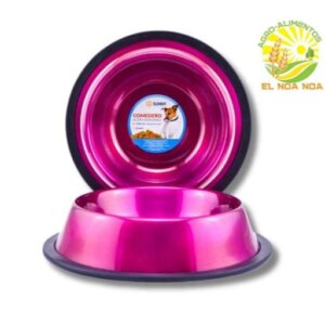 COMEDERO ACERO INOX. 32 OZ  ROSA ANTIDERRAPANTE SUNNY