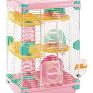 JAULA PLASTICA PARA HAMSTER DE 2 PISOS SUPER EQUIPADA ROSA SUNNY