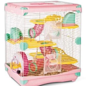 JAULA PLASTICA PARA HASMTER COLOR ROSA EQUIP. SUNNY