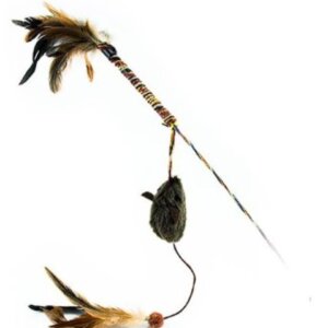 JUGUETE PARA GATOS PAWFFY STICK CON CUERDA, PLUMAS Y RATON - BLISTER 1PC