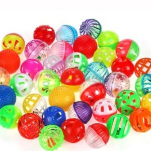 JUGUETE PARA GATOS PAWFFY PELOTA PLASTICA C/SONAJA VARIOS COLORES - CAJA SET/48PCS