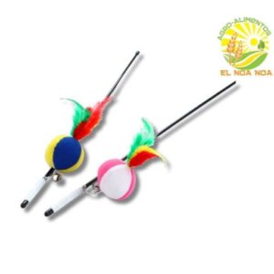 JUGUETE PARA GATO CON PELOTA Y PLIMAS STICK Y CUERDA PAWFFY