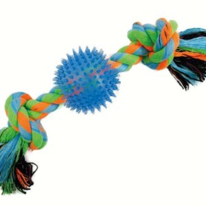 ROPY CHUMS HUESO DE HILO MULTICOLOR CON PELOTA DE PICOS SHARPAW 12 PULG
