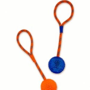 ROCKY CHUMS PELOTA DE CAUCHO CRISTALINO CON CUERDA MED: PELOTA: 2.8 PULG CUERDA:30CM