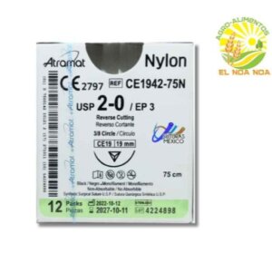SUTURA ATRAMAT NO ABSORBIBLE NYLON 2-0 PZA