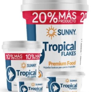 ALIMENTO SUNNY IMPORTADO HOJUELAS BASICAS TROPICALES 100G (BY TROPICAL)  (PROMOCION 20% EXTRA)
