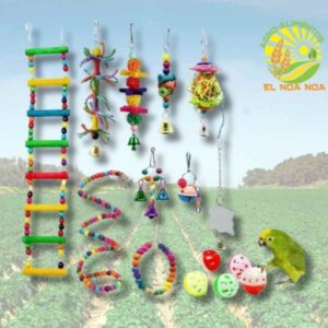 KIT DE JUEGUETES PARA AVES SURTIDO DE 15 PZAS COMPLETO COLORES SURTIOS ML